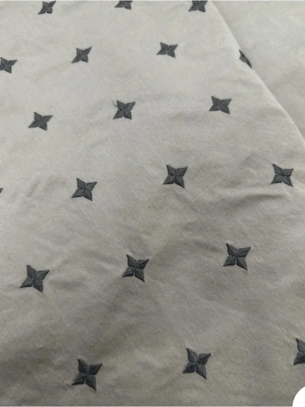 IKEA Gray Cotton Duvet Cover 2 pillow queen Vinranka Embroidery star snaps